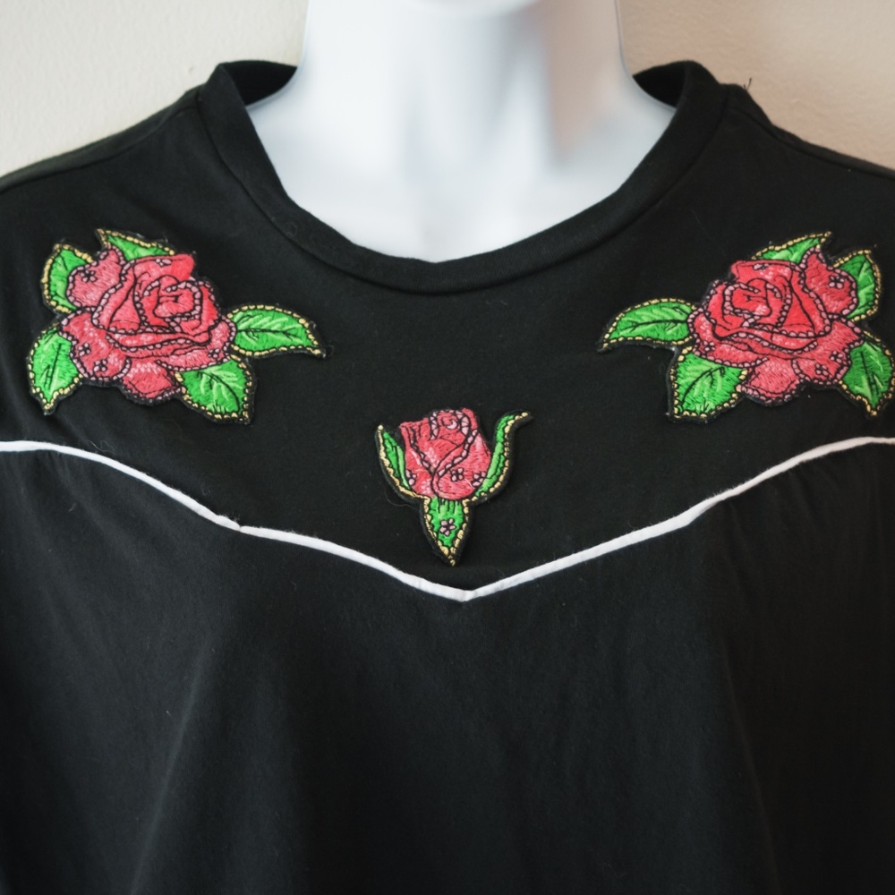 Cotton Crop Top with Embroidered Roses ASOS sz 12 - Picture 2 of 6